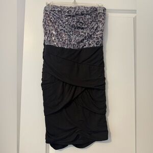 Planet Gold Black and Silver Sequin Dress Strapless